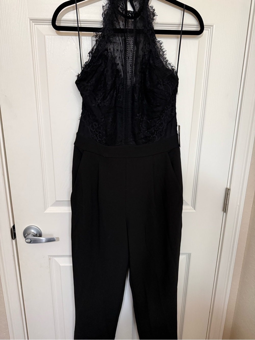 Express Black Lace Halter Jumpsuit